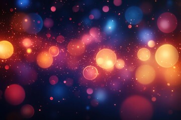 lively bokeh background filled with multicolored light orbs in radiant red orange and blue tones evoking a festive and celebratory mood suitable for vibrant illustrations