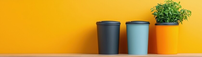 A clear diagram of waste separation bins in a modern kitchen with labels for compost, recycling, and landfill, waste separation, home sustainability