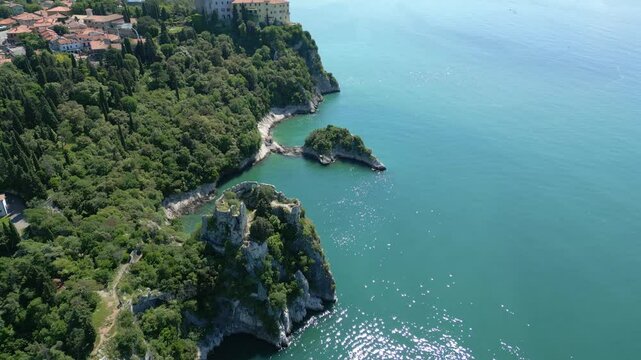 Duino Castles and Cliffs from Above. Dreamy Images Suspended Over the Sea.