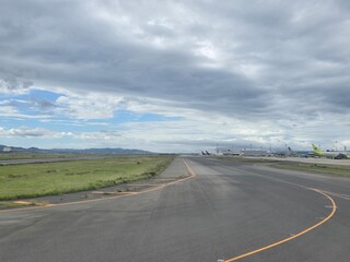A beautiful runway view from Kansai Station Airport in Osaka, Japan