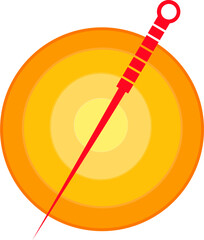 Shining yellow light acupuncture needle illustration