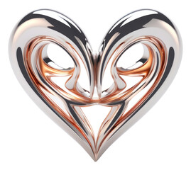 Fototapeta premium PNG 3d render of a heart in surreal abstract style jewelry locket metal.