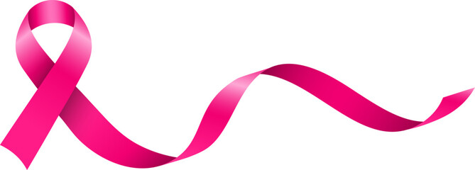 pink ribbon with long tale in transparent for health or cancer awareness, banner, posters, events