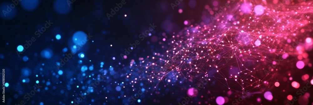 Poster Abstract digital backdrop featuring a mesmerizing blend of blue and red hues, symbolizing cybernetic connections, data flow, futuristic technology, digital evolution