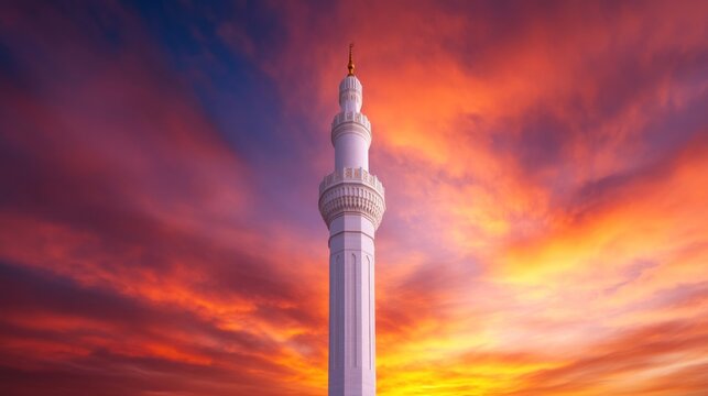 Muslim call to prayer adhan echoing from a mosque, symbolizing the rhythm of daily life in the Islamic faith