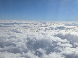 Stunning Aerial View of Clouds and Clear Blue Sky &ndash; Scenic Atmosphere, Fluffy White Clouds in the Stratosphere