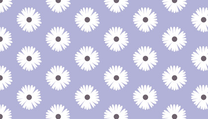 Boho seamless pattern with wildflowers, white and purple flowers botany background.