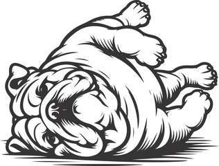 Line art French bulldog illustration. Ink style, cute animal for print Vector linear silhouette.