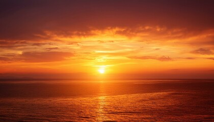 Naklejka premium Orange and golden sunset sky calmness tranquil relaxing sunlight summer mood. 