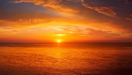 Fototapeta premium Orange and golden sunset sky calmness tranquil relaxing sunlight summer mood. 