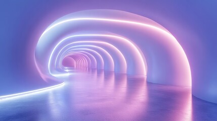 Obraz premium Futuristic Tunnel with Neon Lights and Reflective Floor