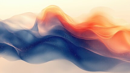 Abstract Wavy Background with Shimmering Gradient of Blue and Orange Hues