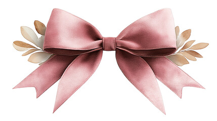 Pink Bow with Floral Elements and Distorted Background