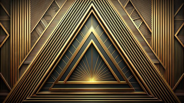 Art deco style background with illuminati triangle pattern close-up