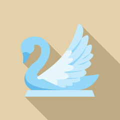 Minimalist vector illustration of a blue swan spreading its wings, ideal for projects related to animals, decoration or elegance