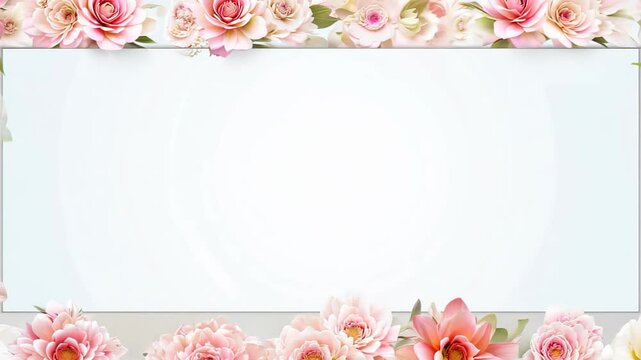 Colorful floral border with a white center, perfect for text or messaging with vibrant flowers on the sides.
