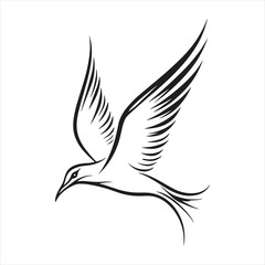 A sleek and minimalist vector illustration of a bird in flight, featuring simple yet elegant line art, ideal for nature-inspired projects and logos