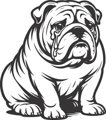 Emotional bulldog silhouette vector design