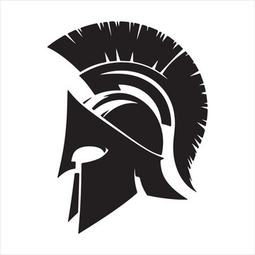 recommend clip art: Spartan Helmet silhouette on white background
                    