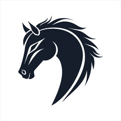 Stylized Horse Head Illustration in Minimalist Black and White Vector Art for Logos and Wildlife Designs