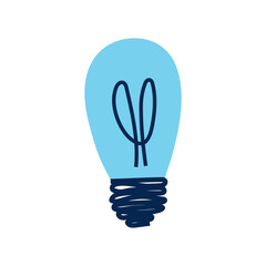 Electric light bulb with blue cold light. Simple minimalistic flat illustration
