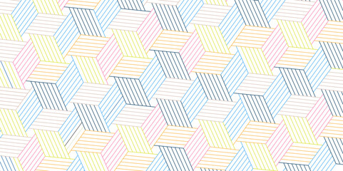 Abstract Multicolor stripe line. geometric triangle texture background. hexagon pattern. Art deco seamless pattern. retro styled concept.