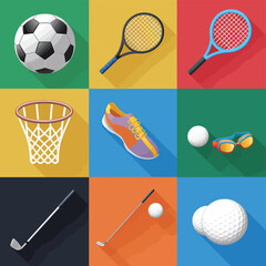 vector illustration hires with eps collection for sport icon activities and equipment tools sport items
