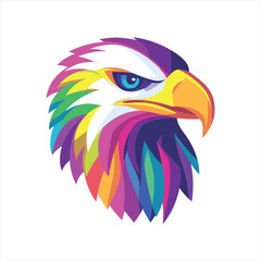 Vibrant Eagle Head Illustration in Bold Multicolored Vector Art for Logos and Wildlife Designs