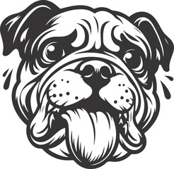 Emotional bulldog silhouette vector design
