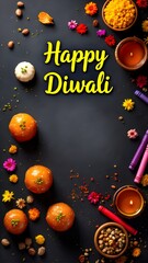 Festive Diwali Celebration with Sweets and Flowers