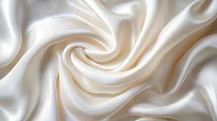 Obraz premium Abstract close-up of luxurious white fabric, softly draped with elegant folds, creating a smooth background with space for text.