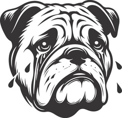 Emotional bulldog silhouette vector design