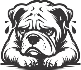 Emotional bulldog silhouette vector design