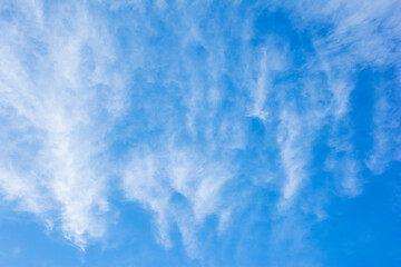 White cloud and blue sky background. White cloud look like firework smoke flame blast in the air with blue sky texture
