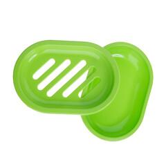 Set open soap dishes from different views isolated