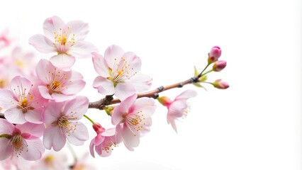 Fototapeta premium Asymmetrical Japanese light pink Sakura flower isolated on white background