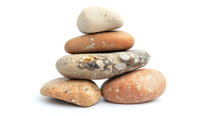 Stacked Stones on White Background