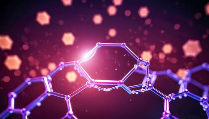 Science chemical and biotechnology concept clean background with hexagon DNA network