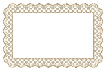 Asymmetrical scallop edge rectangle frame outline shape with lace