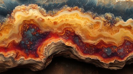 Abstract Pattern of Layered Agate with Vibrant Colors and Intricate Details