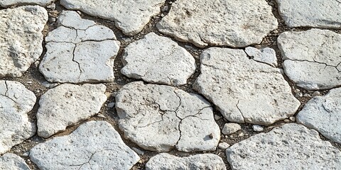 Obraz premium Cracked and Weathered Stone Pavement, a Rustic and Textured Surface