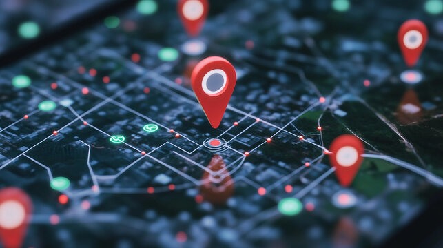 A Smartphone Displaying a Map with Location Pins Highlighting Navigation and Geolocation Technology