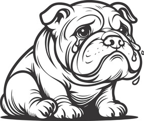 Emotional bulldog silhouette vector design