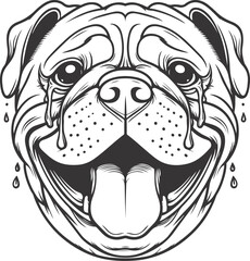 Emotional bulldog silhouette vector design