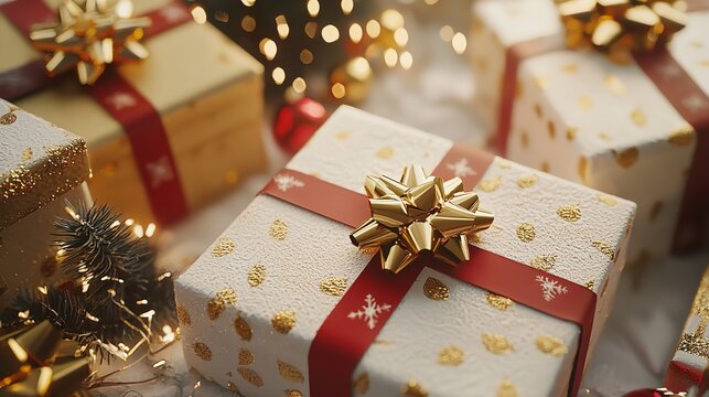 chistmas gift boxes isolated white background