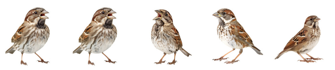 Close-up of song sparrow in studio light, isolated on transparent background, generative AI