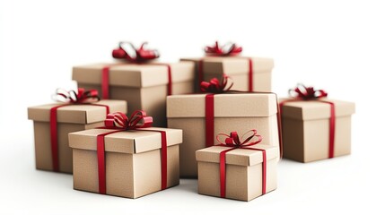 Fototapeta premium Top view pink pastel wallpaper of Wrapping Paper, gift box, celebrating Ribbons. Creative concept of festive gift wrapping.