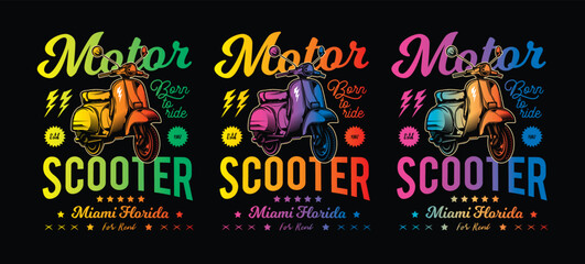 Classic old scooter poster. Original vector illustration in vintage style. T-shirt design.