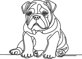 Obraz premium Line art French bulldog illustration. Ink style, cute animal for print Vector linear silhouette.
