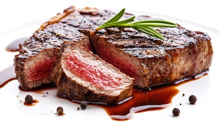 Juicy Grilled Steak with Fresh Herbs and Sauce